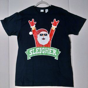 Funny Santa Claus SLEIGHER Rock and Roll Holiday size Large Mens t-shirt new